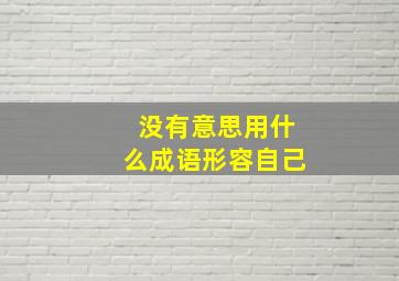 没有意思用什么成语形容自己