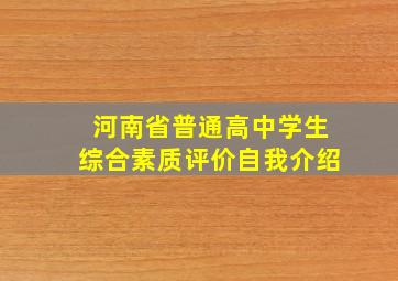 河南省普通高中学生综合素质评价自我介绍