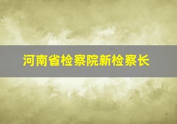 河南省检察院新检察长