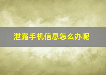 泄露手机信息怎么办呢