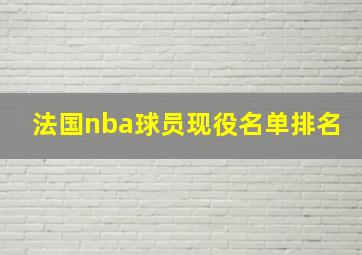 法国nba球员现役名单排名