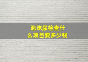 泡沫尿检查什么项目要多少钱