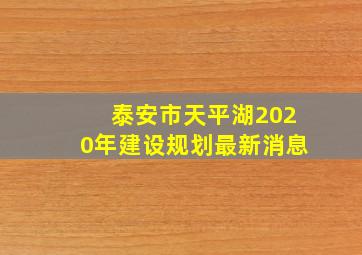 泰安市天平湖2020年建设规划最新消息