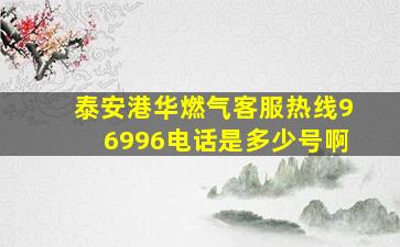 泰安港华燃气客服热线96996电话是多少号啊