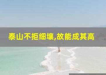 泰山不拒细壤,故能成其高