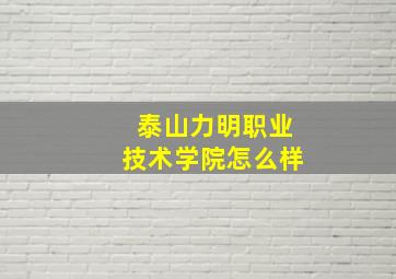 泰山力明职业技术学院怎么样