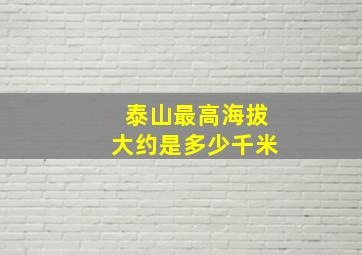 泰山最高海拔大约是多少千米