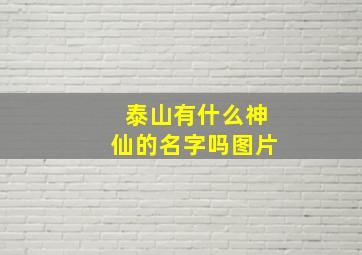 泰山有什么神仙的名字吗图片