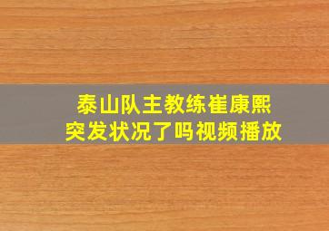 泰山队主教练崔康熙突发状况了吗视频播放