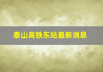 泰山高铁东站最新消息