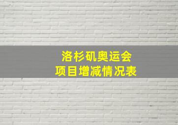 洛杉矶奥运会项目增减情况表