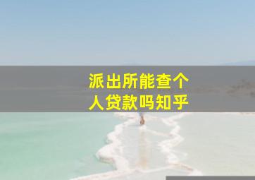 派出所能查个人贷款吗知乎