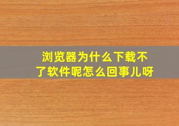 浏览器为什么下载不了软件呢怎么回事儿呀