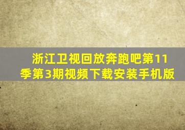 浙江卫视回放奔跑吧第11季第3期视频下载安装手机版