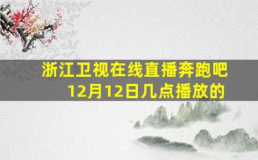 浙江卫视在线直播奔跑吧12月12日几点播放的