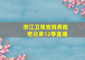 浙江卫视官网奔跑吧兄弟12季直播