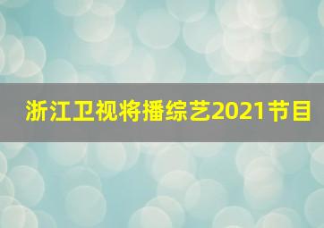 浙江卫视将播综艺2021节目