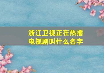 浙江卫视正在热播电视剧叫什么名字