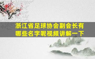 浙江省足球协会副会长有哪些名字呢视频讲解一下