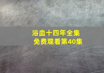 浴血十四年全集免费观看第40集