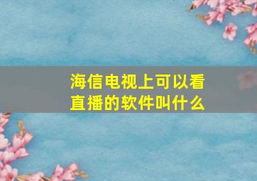 海信电视上可以看直播的软件叫什么