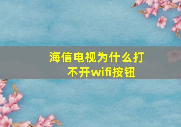 海信电视为什么打不开wifi按钮