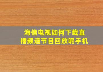 海信电视如何下载直播频道节目回放呢手机