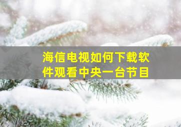 海信电视如何下载软件观看中央一台节目