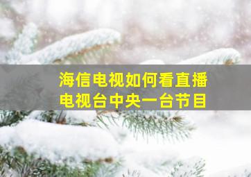 海信电视如何看直播电视台中央一台节目