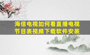 海信电视如何看直播电视节目表视频下载软件安装