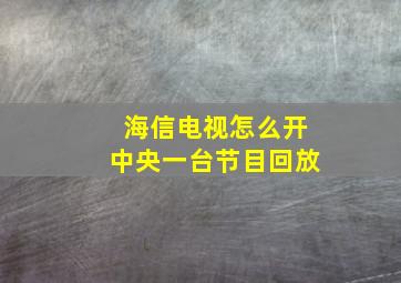 海信电视怎么开中央一台节目回放