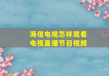 海信电视怎样观看电视直播节目视频