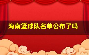 海南篮球队名单公布了吗