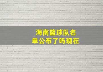 海南篮球队名单公布了吗现在