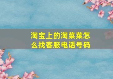 淘宝上的淘菜菜怎么找客服电话号码