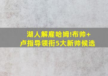 湖人解雇哈姆!布帅+卢指导领衔5大新帅候选