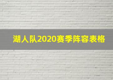 湖人队2020赛季阵容表格