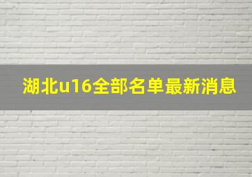 湖北u16全部名单最新消息