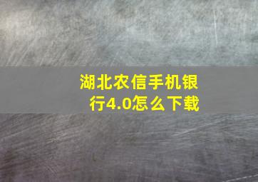 湖北农信手机银行4.0怎么下载