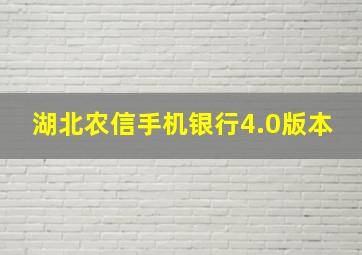 湖北农信手机银行4.0版本