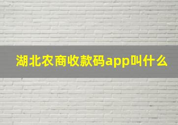 湖北农商收款码app叫什么