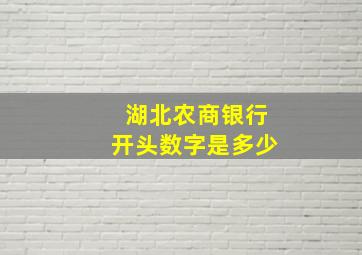 湖北农商银行开头数字是多少