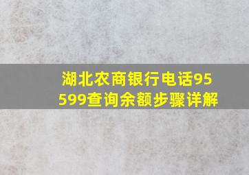 湖北农商银行电话95599查询余额步骤详解