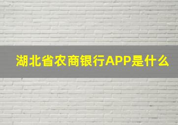 湖北省农商银行APP是什么