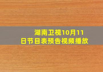 湖南卫视10月11日节目表预告视频播放