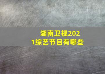 湖南卫视2021综艺节目有哪些