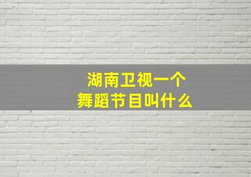 湖南卫视一个舞蹈节目叫什么