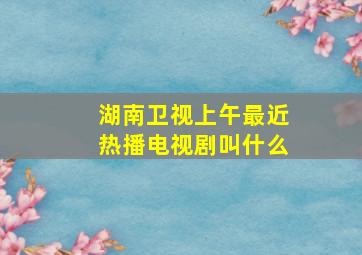 湖南卫视上午最近热播电视剧叫什么