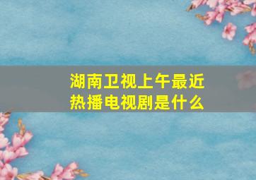 湖南卫视上午最近热播电视剧是什么