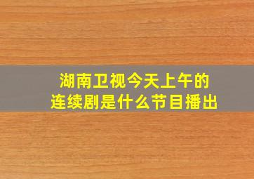 湖南卫视今天上午的连续剧是什么节目播出